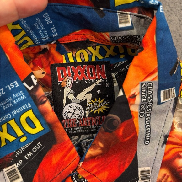 Dixxon Flannel Co The Articles Shirt Mens‎ Medium Orange Pin Up Magazine Party - Picture 3 of 8